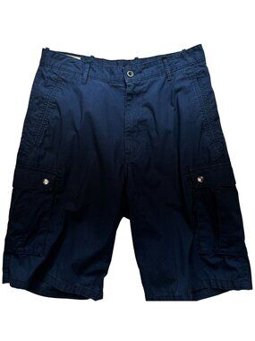 Levi's Men's Cotton Cargo Shorts Flat Front Sz W32 Navy Blue Solid Multi Pockets